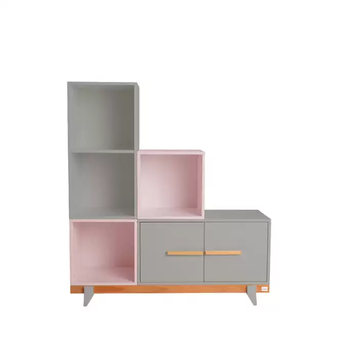  
par de cores para a estante: cinza/rosa